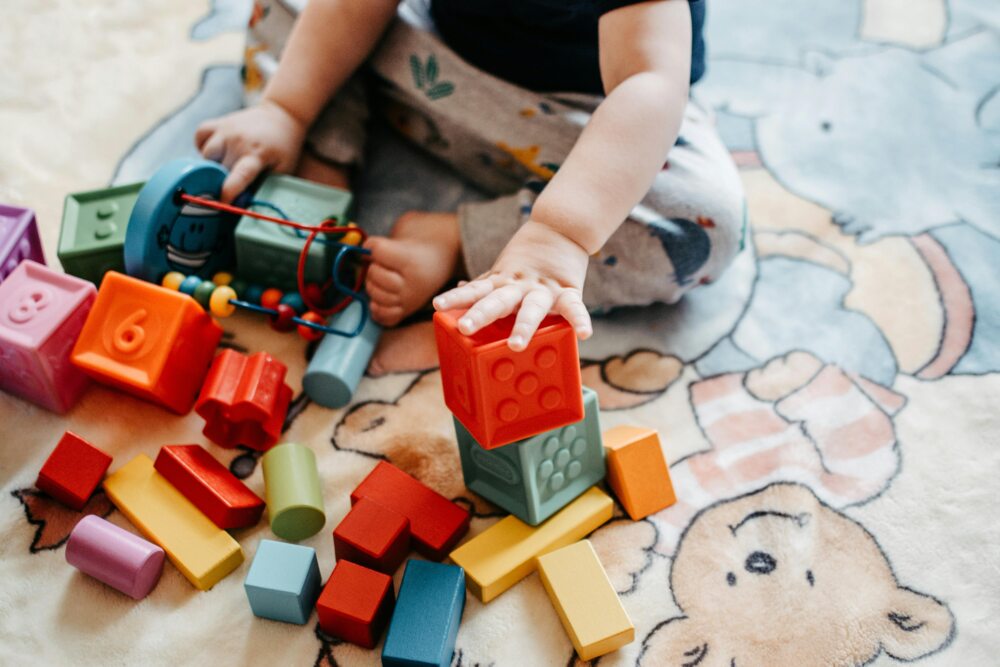 a child playing with blocks